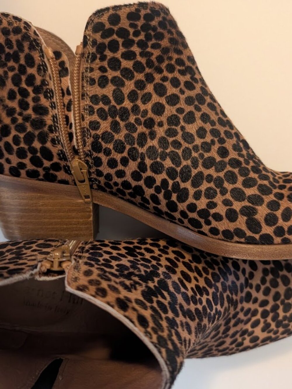 Garnett Hill Animal Print Alessandra Italian Calf Hair Ankle Boots 8.5